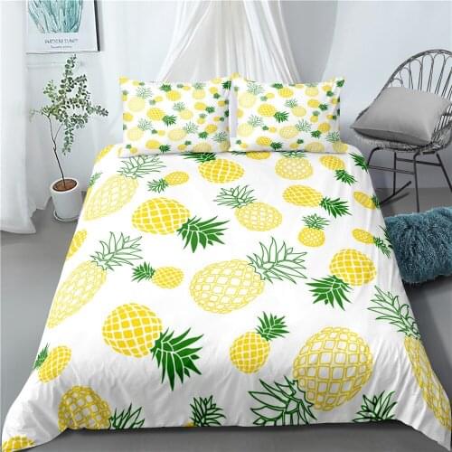 Gold Pineapples Bedding Set Single Double Tropical Fruit Duvet Cover Nordic Style Teens Quilt Cover Pillowcase 3 Piece Girl Gift