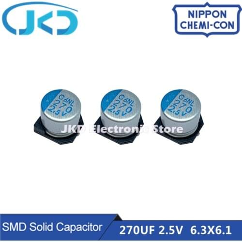 20pcs/100pcs NCC 270UF 2.5V 6.3X6.1mm SMD Solid Capacitor 2.5V270uF For Motherboard VGA Low ESR NIPPON CHEMI CON 270UF2.5V