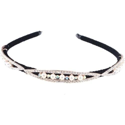 Korean Fashional Pearl Rhinestone Headband Headwear Simple Jewelry Fascinator Christmas Hair Accessories for Women Girls