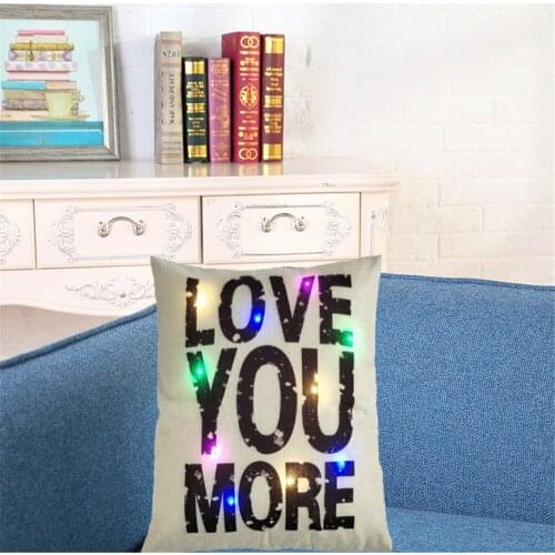 Beautiful LEd Color Light Nordic Style Cushion Cover Home Decor Black White Decorative Pillows Case Letter Print Pillow Cover
