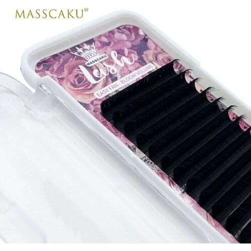 Beautiful matte black 1s blooming fluffy silk mink easy fanning eyelashes extensions 8-20mm soft natural synthetic mink eyelash