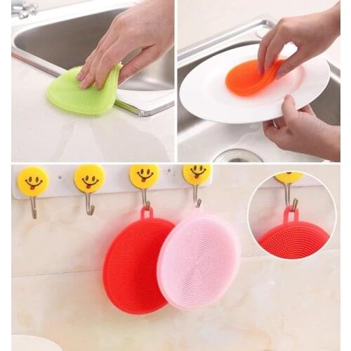 Circular Food Grade Kitchen Products Silicone Dishwashing Brush, Cleaning Cloth, Dishcloth, Fruit And Vegetable Cleaning Brush