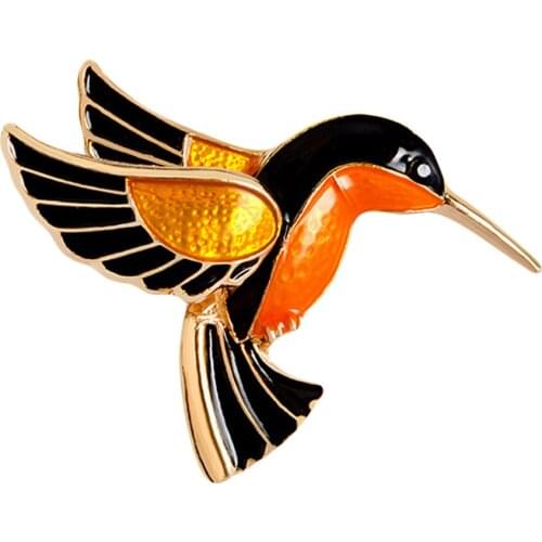 Cute 1 Piece Colorful Glaze Flying Birdie Red-crowned Crane Flamingo Metal Bird Brooch Pins Dress Jacket Pin Badge Gift Jewelry