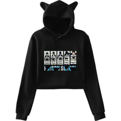 Prison School spring new hot Kawaii cat ear cotton hoodie casual all-match pullover loose hoody comfortable short sexy hoody top