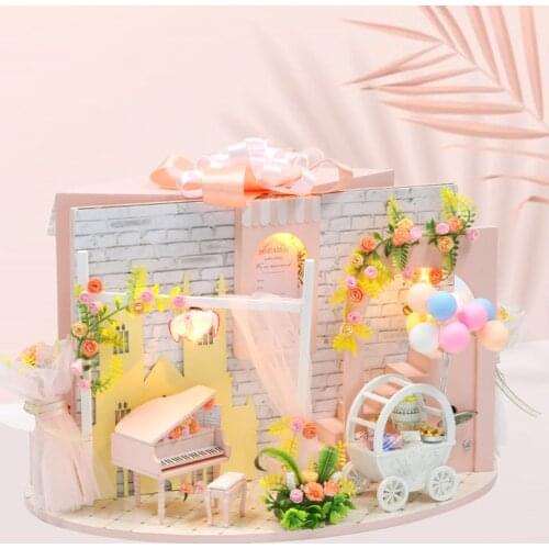 New DIY Wooden Doll House Kit Miniature With Furniture Piano Wedding Day Casa Double Sides Cottage Dollhouse Toy for Girls Gifts