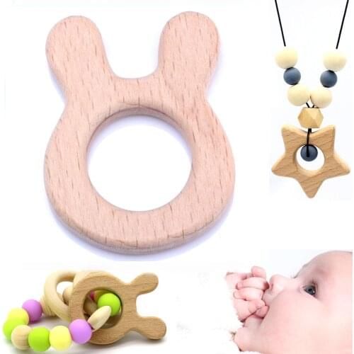 OlingArt 46*62MM 2pcs/lot beech wooden rabbit natural childrens toys DIY Organic Eco-friendly jewelry Making Pendant