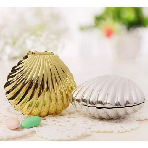 Shell Candy Box Plastic Silver Gold Color Candy Case Wedding Favor Gifts Baby Shower Gift Box Wedding Decoration LX1652