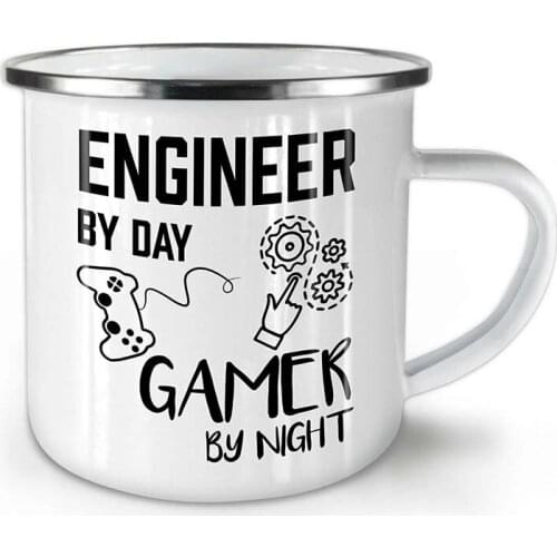 Stainless Steel Camping Coffee Mug Engineer Gamer Life Enamel Birthday Christmas Outdoors Metal Enamel Campfire Cup