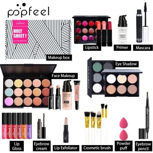 POPFEEL 30-piece Makeup Set 30 Different Products Lipstick Eyeshadow Palette Lip Glaze Liquid Foundation Long-lasting EffecTSLM1
