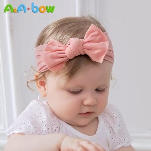 1pcs Bow Baby Girl Headband Soft Nylon Elastic Hairband Solid Color Headwrap Baby Hair Accessories for Newborn Baby Headbands