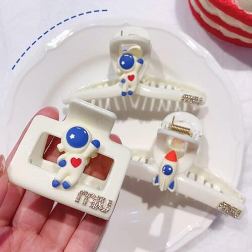 New Women Girls Cute Hollow Geometric Astronaut Plastic Hair Claws Sweet Headband Hair Clips Hairpins Fashion Hair Accessories