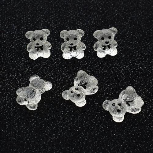 Summer style 50pcs/lot bow Transparent animals cartoon 3D bears shape resin beads without holes diy jewelry earring accessory