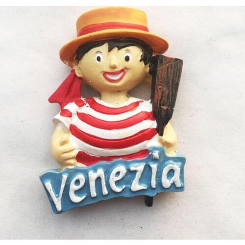 QIQIPP Italian water city of Venice Gondola anchovies boat paddle boy travel souvenir magnetic sticker refrigerator sticker