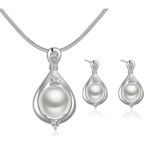 Sale Jewelry Ms. Jewellery Polished Shaped Necklace Drop Earrings Silver color Plated Beads African Jewelry Set