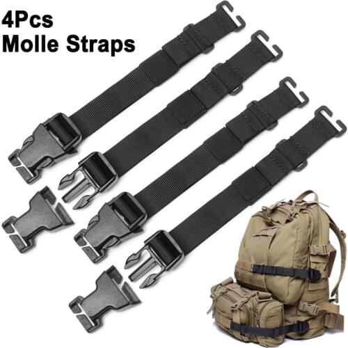 4Pcs Tactical MOLLE Straps with Buckle Clips Compression Straps for Tactical Gear Backpack Accessory Strap Luggage Straps