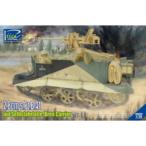 Riich Models RV35031 1/35 2.8cm s.Pz.B.41 auf Selbsfahrlatte Bren Carrier 731(e) Model Kit