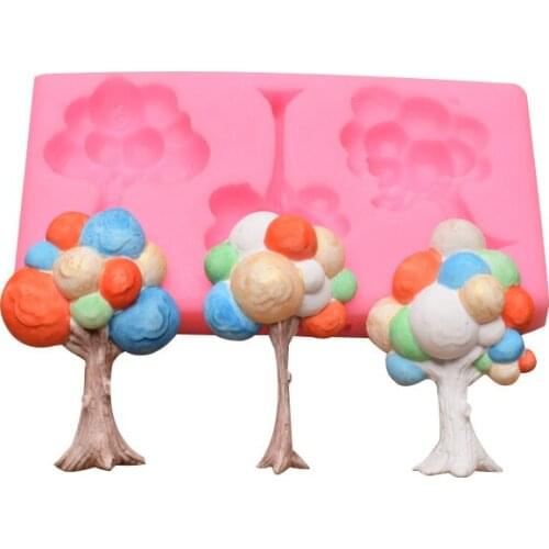 3 small trees silicone mold chocolate fondant cake decoration baking tools handicraft resin mold