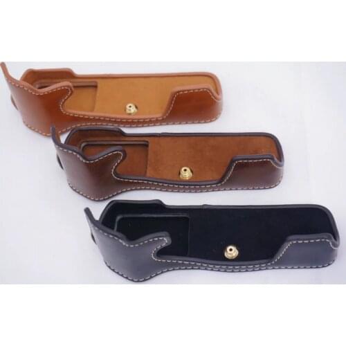 New PU Leather Half Body Camera Case Bag for Olympus EM5 II OMD EM5II EM5 Mark II Bottom Cover Open battery