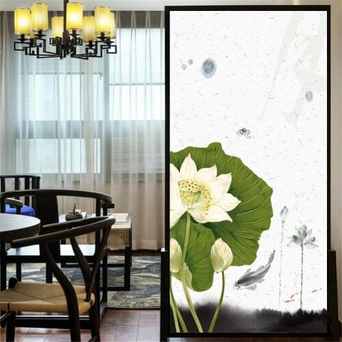 Privacy Windows Film Decorative Beautiful Flowers Stained Glass Window Stickers No Glue Static Cling Frosted Window Cling 64