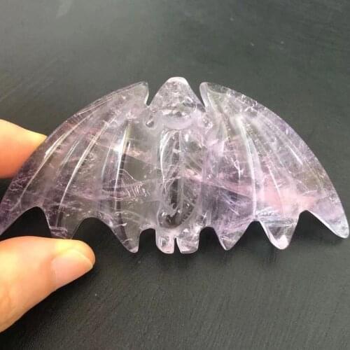 1PC About 9cm Natural Dream Amethyst Purple Quartz Crystal Hand-Carved Bat Beauty Crafts Decorative Gifts