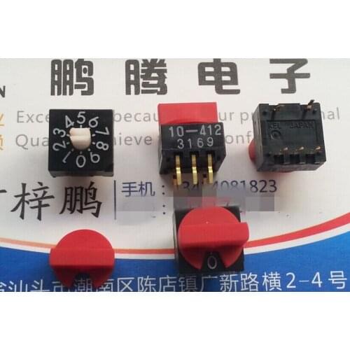 1PCS Imported Japanese KEL 10-412 0-9/10 bit rotary coding dial code switch positive code 3: 2 pin position 8421