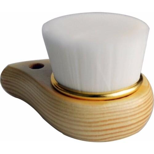 1piece JTKENS Wood Handle Manual Cleansing Brush Soft White Fiber Fur Deep Pore Cleaner Facial Nursing Device