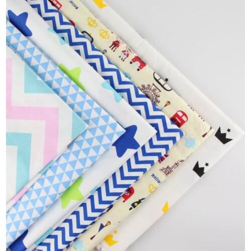 158cm x half meter Blue Cartoon 100% Cotton Fabric for Sewing Tilda Doll Cloth DIY Quilting Patchwork Tissue Textile