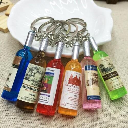 2PCS Creative Wine Bottle Key Chain Accessories Key Ring Handbag Pendant Key Holder Key Chains Keyring Car Gadget Car Key Holder