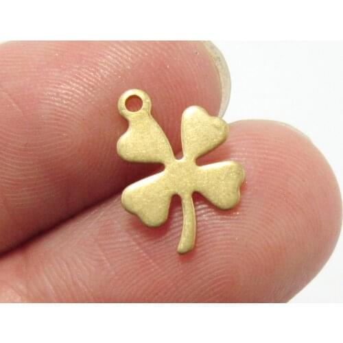 Brass earring charms Raw brass clover earrings findings 13.3x9.5x0.8mm Leaf pendant Jewelry making -20pcs R1329