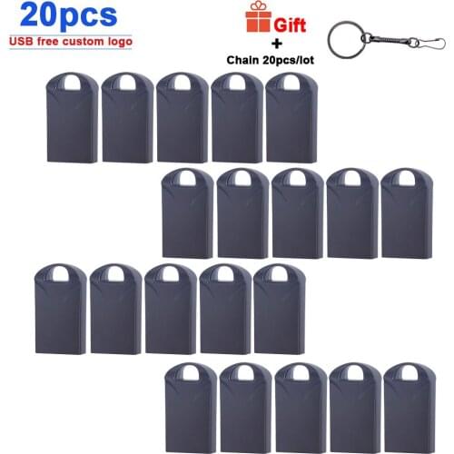 20pcs/ lot Free Logo Real Capacity Pendrive Metal USB 2.0 Flash Drive 64GB 32GB 16GB 8GB 4GB USB Stick Pen Drive U Disk for Gift