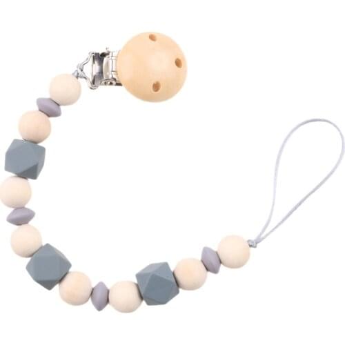 2020 Baby Teether Anti-drop Chains Wood Baby Pacifier Chain Natural Pacifier Clip Holder Baby Products