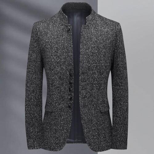 2021 classic Fashion High Quality Autumn Winter Stand Collar Men Suit Youth Single Breasted Casual Jacket Blazer Plus Size M-4XL