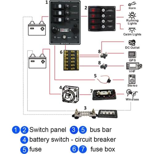 3/8" Stainless Steel Single Stud Power Junction Block Red & Black
