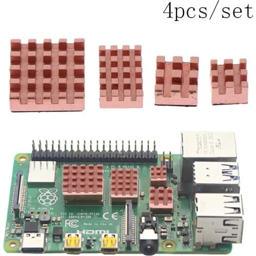 4pcs/set Metal Copper Heatsink Passive Cooling Pad Radiator for Raspberry Pi 4B