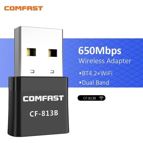 650Mbps BT4.2 USB WiFi Adapter Dual Band 2.4/5Ghz Wireless External Music Receiver Mini Wi Fi Dongle PC/Laptop/Desktop