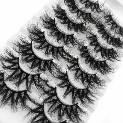 8 Pairs 25mm Lashes 6D Mink False Eyelashes Glam Thick Fluffy Messy Lashes Long Fake Eyelashes Extension Beauty Makeup Tools