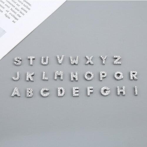 Accessories 8mm Simple European and American Silver Water Diamond Hardware 26 English Letters DIY Bracelet Pendant