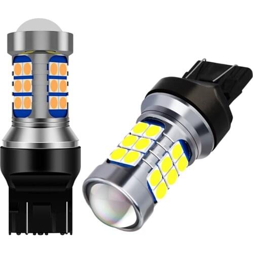 2Pcs New T20 7443 W21/5W Super Bright 3030 LED Car Tail Brake Bulb Turn Signal Auto Daytime Running Light Rear Parking Lamps