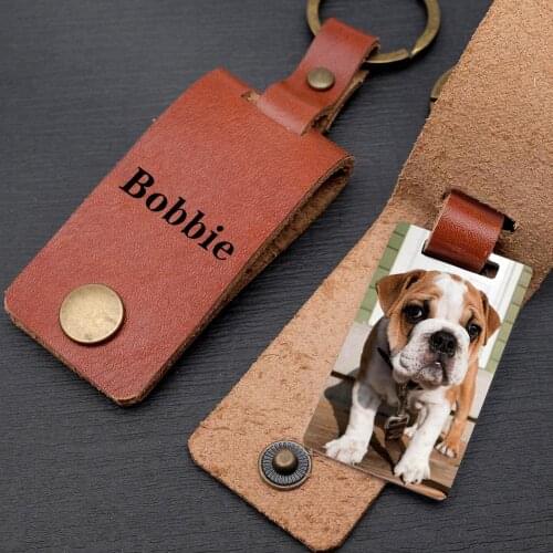 Custom Photo Keychain,Engraved Leather Keychain,Your Pets Photo Keyring,Dog Cat Photo Keychain,Dog Lover Gift,Dog Memorial Gift