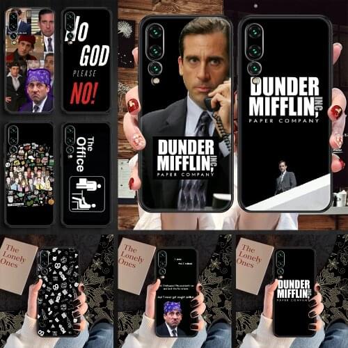 The office TV Phone case For Huawei P Mate P10 P20 P30 P40 10 20 Smart Z Pro Lite 2019 black luxury shell silicone cell cover 3D