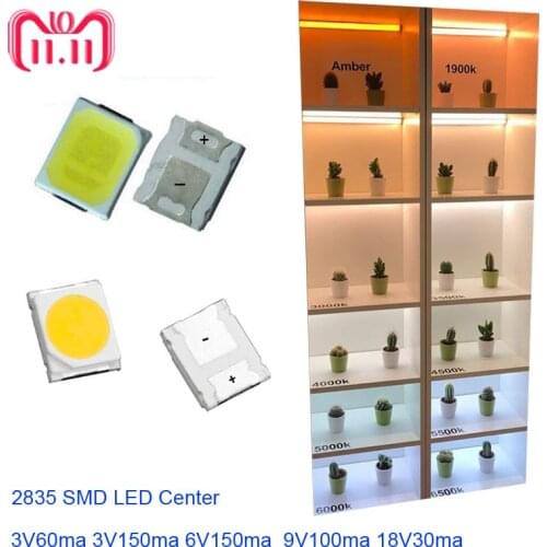 CRI 80+ High Brightness 1000pcs 2835 LED SMD 18v 9v 6v 3v High power Light 1w 0.2w 0.3w 0.5w Chip high voltage