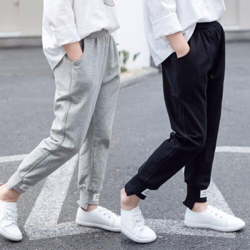 Kids Girls Pants Spring Autumn Children Black Elastic Waist Casual Trousers Teenager Girl Loose Sports Pants 6 8 10 12 14 Years