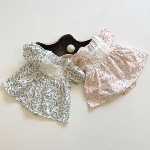 0-3T Newborn Kid Baby Girls Clothes Flower Print Lace Bodysuit Dress Elegant Cute Sweet Jumpsuit New born Princess Outfit
