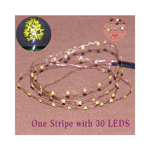 Evemodel DD85W0830 2 Strips 30-LED Pre-soldered micro Copper Wired WHITE SMD LED 0805 model train 1/35 railway modeling