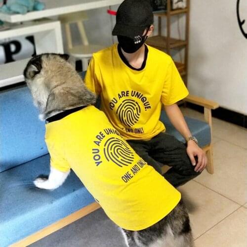 Creative Design T-shirt Pet Parent-Child Matching Outfit Dog Clothes Puppy Teddy Big Dog Golden Retriever Alaska Breathable Thin