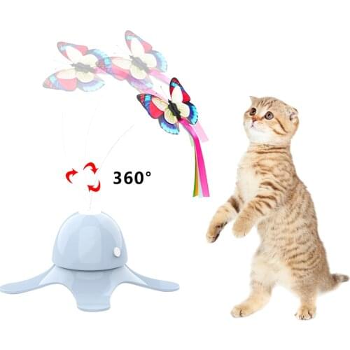 Cat Toy Electric Rotating Colorful Butterfly Bird Funny Dog Cat Toys Pet Seat Scratch Toy Pet Dog Cat Intelligence Trainning Toy
