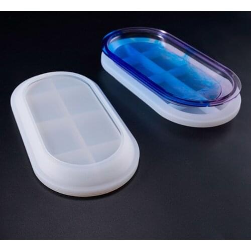 Crystal Epoxy Mould DIY Handmade Elliptical Flat Bottom Plate Highlight Mirror Silicone Mold
