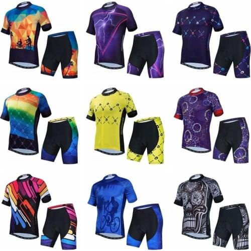 Cycling Jersey Set Men Bike Clothing Breathable Anti-UV Bicycle Short Sleeve MTB Cycling Jersey Shorts 3D Padded Ropa Ciclismo