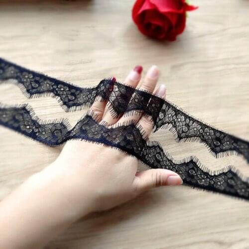 Black and white non-stretch eyelashes lace lace accessories wide skirt clothes sleeve hem lengthened decorative lace