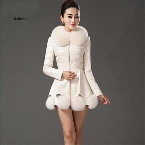 Leather jacket Fashion PU leather clothing Women Winter coat Thick Imitation of fox collars High quality Winter jacket